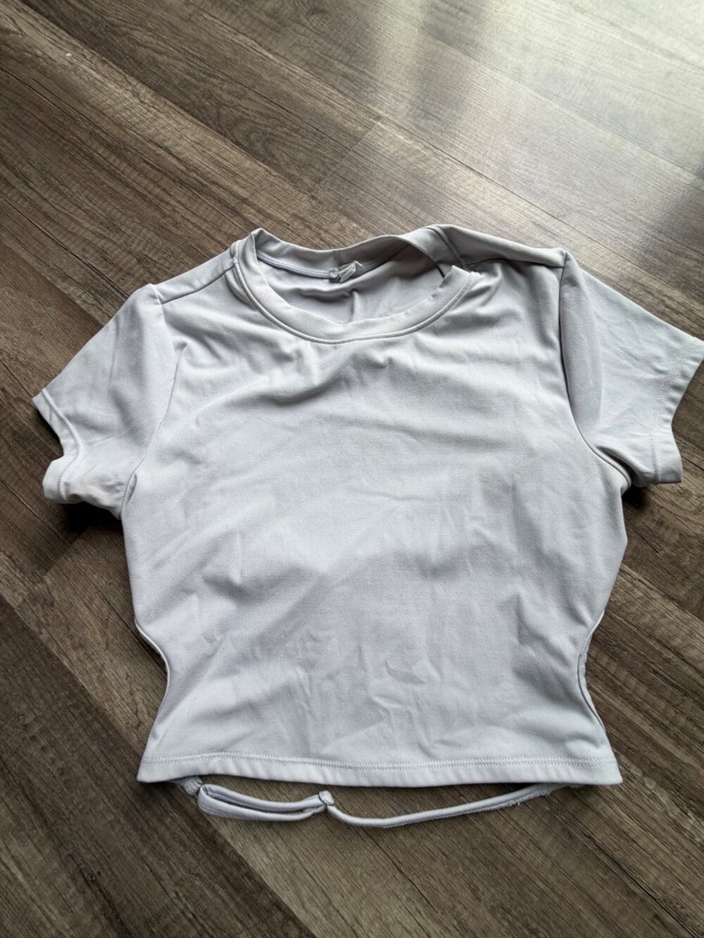 Garage White Adjustable‎ Drawstring Cropped T-Shirt Short Sleeve Womens XS